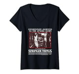 Womens Stranger Things Upside Down Journeys Eleven Vs Vecna V-Neck T-Shirt