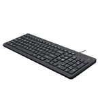 HP 150 Clavier QWERTY Espagnol avec câble - (indicateurs LED, Port USB-A, 12 Touches de Raccourci, Windows 10, Windows 11) Couleur Noire