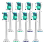 Derffin Replacement Toothbrush Heads, 8 Pack Standard Brush Heads Compatible with Philips Sonicare Electric Toothbrushes, Fit The Models of HX3/HX6/HX9/HX8/HX7 Series (White)