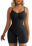 SHAPERX Shapewear for Women Tummy Control Bodysuit Mid Thigh Butt Lifter Body Shaper Shorts, Black, 2X-Large-3X-Large