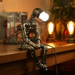 Vintage Retro Industriell Järnvattenrör Bordlampa Sängbordskrivbordslampa Steampunk Robot E27 Energisparande Ljus LED Bar Vindsutrymme Dekorera