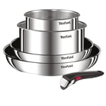 Tefal Ingenio Lot 2 Poêles, 2 Casseroles et Poignée amovible, Induction, Acier inoxydable, Empilable, Revêtement antiadhésif, Compatible lave-vaisselle, Garantie 5 ans, Emotion L897S504