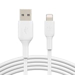 Belkin Lightning Cable (Boost Charge Lightning to USB Cable for iPhone, iPad, AirPods) MFi-Certified iPhone Charging Cable (White, 1m)