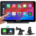 Carpuride C3 Carplay Voiture Autoradio Carplay et Android Auto sans Fil, Portable 7 Pouces Tactile Écran Voiture Stéréo Récepteur avec AirPlay Lien Miroir,Bluetooth,Navigation,Siri,FM/AUX