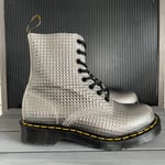 Dr MARTENS 1460 SILVER BOOTS Pascal Metallic Stud Embross Leather UK 4 EU 37 US6