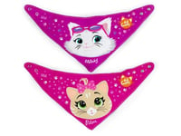 LULABI 44 GATTI GIRL - Lot de 2 bavoirs pour bébé, 100% coton doux avec impression, 44 chats, paquet de bavoirs, bavoirs à boutons, hypoallergéniques, réutilisables, unisexe, 21 x 17 cm - Multicolore