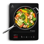 Aobosi Portable Induction Hob,Single Induction Cooker with Booster Function 2000W,Black Glass Panel,10 Power and Temperature levels,4H Timer,Safety Lock