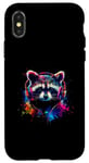 iPhone X/XS Colorful Artistic Racoon Headphones Wild Animals Wash Bear Case