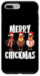 Coque pour iPhone 7 Plus/8 Plus Merry Chickmas Chapeau de Père Noël lumineux Motif poule