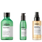 L'Oréal Professionnel | Routines Volumetry pour Cheveux Fins - Shampoing, Masque, Huile - Nourrit et Apporte du Volume Durablement, Volumetry, SERIE EXPERT