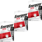 3 x ENERGIZER 1616 Lithium Batteries 3v  CR1616 DL1616