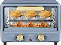 Belaco BTO-1010L Mini four grille-pain de 10 L avec minuterie de 60 min et tube de chauffage en acier inoxydable - 750 W - 100-230° Plaque de cuisson et grille métallique.