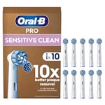 Oral-B Pro Sensitive Clean Electric Toothbrush Head, X-Shaped & Extra Soft Bristles for Gentle Brushing & Plaque Removal, Pack of 10 Toothbrush Heads, Suitable for Mailbox, White