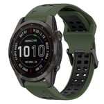 For Garmin Fenix 7S Sapphire Solar 20mm Two-Color Reverse Buckle Silicone Watch Band(Army Green+Black)