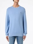 GANT Col en C en Coton Micro texturé Pull-Over, Clear Sky, L Homme