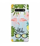 Coque Galaxy S10 Flamant Aloha Exotique Tropical Lunettes transparent