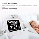 Digital Calendar Clock Auto Dimming 12 Custom Alarm Day Date Clock For Seniors