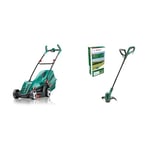 Bosch Tondeuse à Gazon ARM34, (1300 W, Largeur de Coupe 34 cm, dans Une boîte en Carton) & Bosch EasyGrassCut 23 Débroussailleuse électrique 280 W Diamètre de Coupe 23 cm