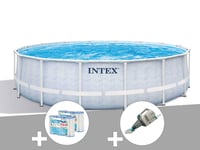 Kit piscine tubulaire Intex Chevron ronde 4,88 x 1,22 m + 6 cartouches de filtration + Aspirateur