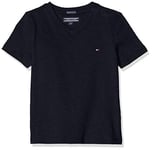 Tommy Hilfiger - Boys Essential Cotton V Neck T Shirt - Band Collar - Tommy Hilfiger Kids - Boys T Shirt - 100% Organic Cotton - Blue