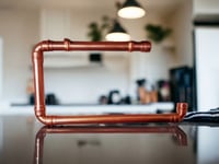 Handmade copper under cupboard kitchen roll holder + copper clips