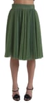 Dolce & Gabbana Jupe Vert Métallique Taille Haute A-Linepleated IT42/US8/M