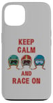 Coque pour iPhone 13 Casque rétro vintage, Go Kart Car Racing, Keep Calm & Race On