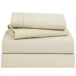 Clara Clark Ensemble Parure de lit de Luxe de la Collection Premier 1800 en Microfibre à 3 Lignes, Beige Cream, King Size