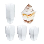 Relaxdays Set of 50 Dessert Bowls, 240 ml, Reusable, Cups for Sweets, Ice Cream, Fruit, Tiramisu, Plastic, Transparent, 7.5 x 7.5 x 7.5 cm