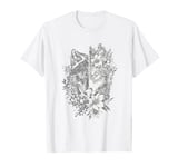 twoface Wolf of Odin with flowers Wolves Face viking T-Shirt