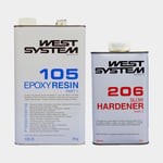 West System Epoxypaket med långsam härdare 105/206 B-pack, 105-B Epoxy Resin + 206-B Slow Hardener, 6 kg (5 bas 1 härdare)