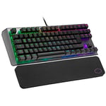 Cooler Master CK530 V2 Tenkeyless Mechanical Gaming Keyboard - RGB Lighting, On-the-Fly Control, Brushed Aluminium, with Wrist Rest - German Layout QWERTZ - Red Keys