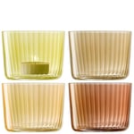 LSA Gems Tealight Holder H6cm Assorted Amber | Set of 4 | Hand Painted Glassware | GM07