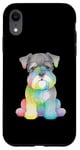 Coque pour iPhone XR Adorable mini schnauzer miniature coloré Pop Art Tie Dye