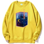 HUITAILANG Crewneck Sweatshirt Men Women Fashion Yellow Starry Sky Drink Couple Pullover,As