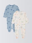 John Lewis Baby Sea Creatures Sleepsuits, Pack of 2, Multi