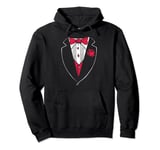 Cute Red Papillon and Rose Tuxedo Pullover Hoodie