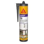 SIKA - Mastic silicone de construction - SikaSeal-110 Menuiserie & Vitrage anthracite - Joints de menuiserie et vitrage - Extérieur/intérieur - 300 ml