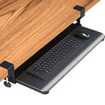 BONTEC Support Clavier, Plateau pour Clavier et Souris Coulissant sous Le Bureau, Coulissant Ergonomique 650(760mm Incluant Les Pinces) x300mm, Fixé Facilement avec 2Pinces en C sans Vis, Noir