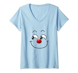 Womens Red Nose Face Happy Face Red Nose 2024 Kids Boys Girls V-Neck T-Shirt