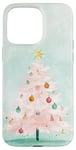 iPhone 15 Pro Max Aesthetic Pink Christmas Tree Watercolor Holiday Xmas Mint Case