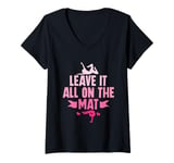 Womens Leave It All On The Mat - Gymnast Girl Tumbling V-Neck T-Shirt