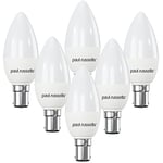 paul russells 6.5W LED Candle Light Small Bayonet Cap B15D, 60w Bulb, 806LM LED Bulbs, 3000K Warm White Lamps, Frosted C35 SBC Energy Saving Chandelier Lightbulbs, Pack of 6