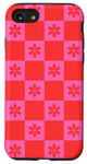 Coque pour iPhone SE (2020) / 7 / 8 Grand damier classique à carreaux orange et rose