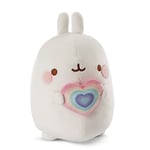 Peluche Molang avec Cœur Arc-en-Ciel 12 cm I Favori des Réseaux Sociaux et Star de la Télé à câliner, pour Jouer et à Aimer I Kawai – 48223