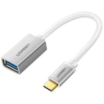 USB-C OTG adapter - USB-C han / USB-A 3.0 hun - Sølv