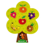 Janod - Puzzle Arbre Gourmand - 6 Pièces + 1 Plateau - Jouet d'Éveil en Bois - Jeu Éducatif, Développer la Mémoire - Dès 18 Mois, J07061