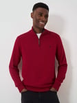 Crew Clothing Heritage Half-Zip Knit Top, Dark Red