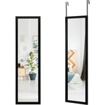 Costway - Miroir Pleine Longueur, 120 x 33 cm, Crochets de Porte pour Suspension Porte ou Mural, Idéal pour Chambre à Coucher, Noir