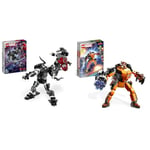 LEGO Marvel Venom Mech Armour vs. Miles Morales, Posable Spider-Man Toy Action Figure for Kids & Marvel Rocket Mech Armour Set, Guardians of the Galaxy Racoon Buildable Action Figure Toy